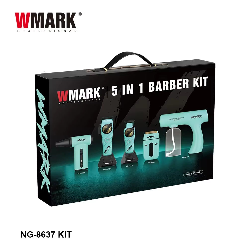 Hair Trimmer 5 in 1 Barber KIT Professional Shaver Hair Dryer and Spray Bottle Adjustable Hair Trimmer for Men NG-8637 KIT