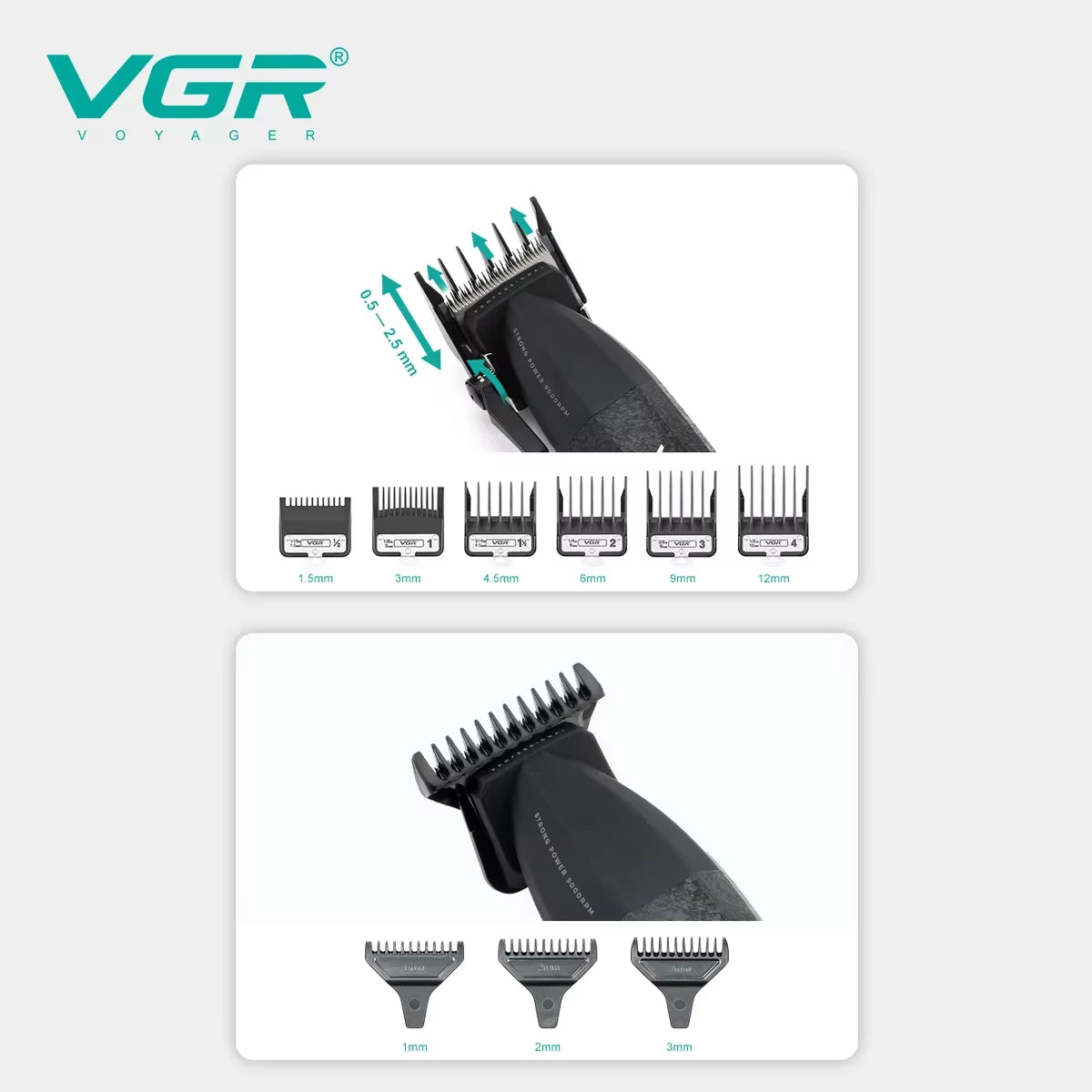 Hair Trimmer Professional Hair Clippers Adjustable Hair Cutting Machine 9000 RPM Cordless Clippers and Trimmers Set V-640 S3
