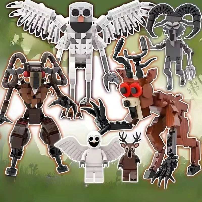 New 99 Nights in the Forest Building Block Horror Deer Owl Goat Cat Mammoth Loses Deer Assembled Bricks Kids Toys Christmas Gift