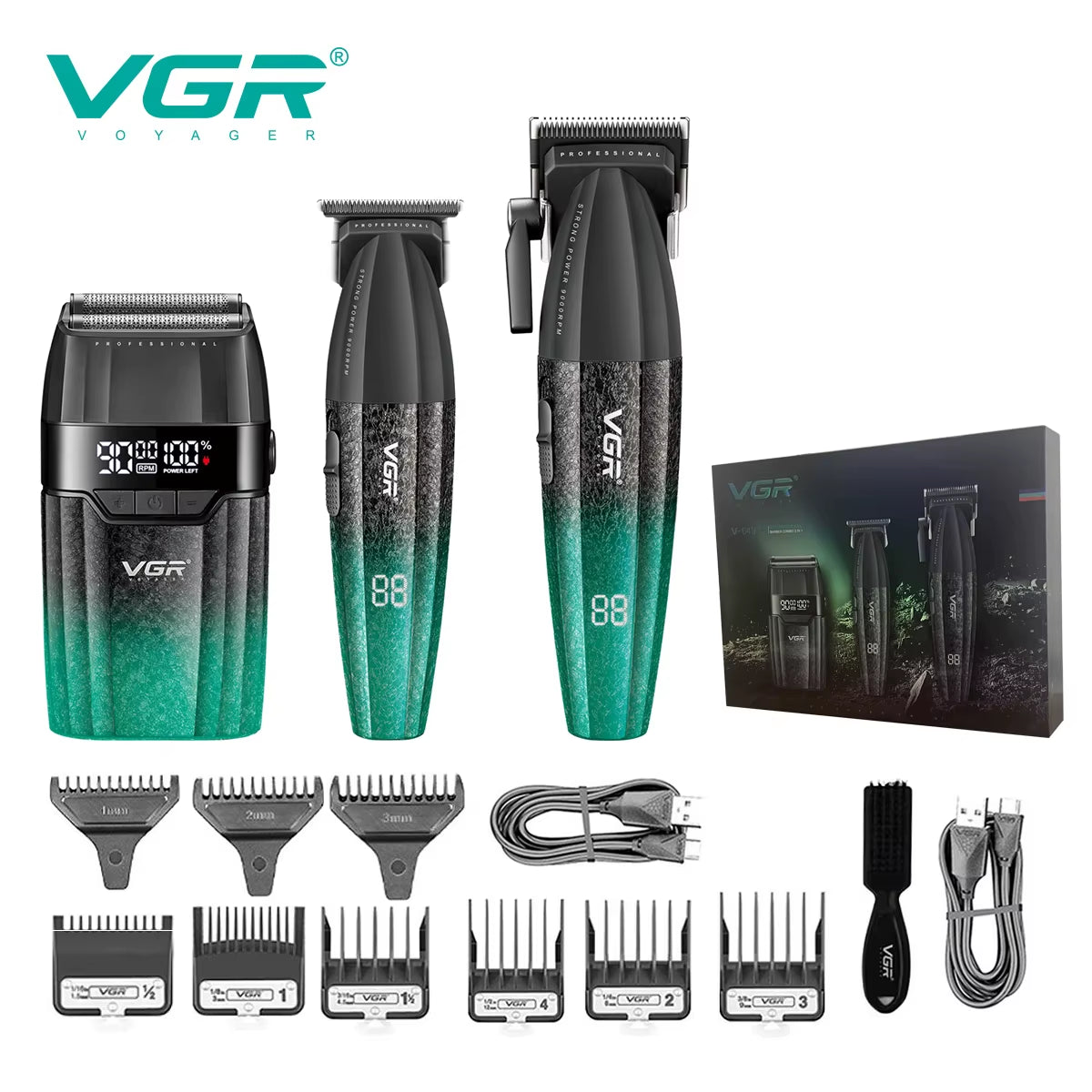 Hair Trimmer Professional Hair Clippers Adjustable Hair Cutting Machine 9000 RPM Cordless Clippers and Trimmers Set V-640 S3