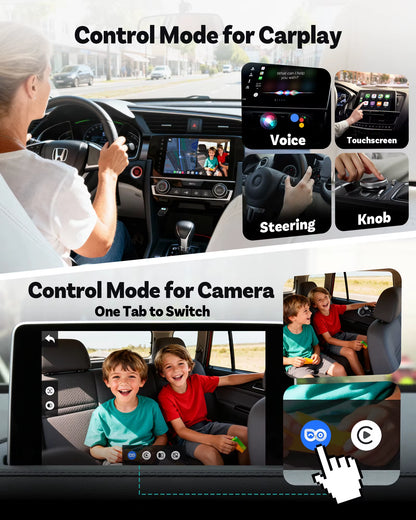 Cabin Care Wireless Carplay Adapter Baby Camera 1080P HD 150° Wide Angle View Night Vision Real Time Backseat Monitor