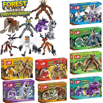 New 99 Nights in the Forest Building Block Horror Deer Owl Goat Cat Mammoth Loses Deer Assembled Bricks Kids Toys Christmas Gift