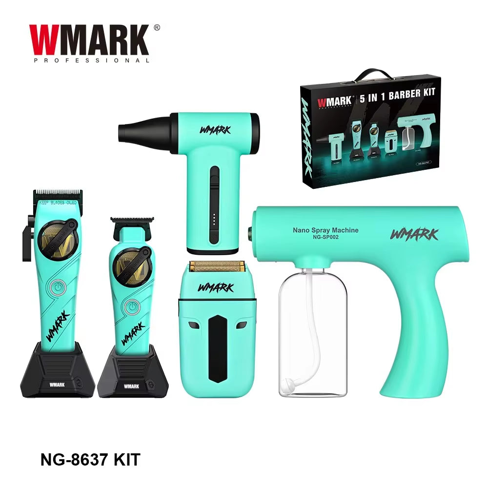 Hair Trimmer 5 in 1 Barber KIT Professional Shaver Hair Dryer and Spray Bottle Adjustable Hair Trimmer for Men NG-8637 KIT