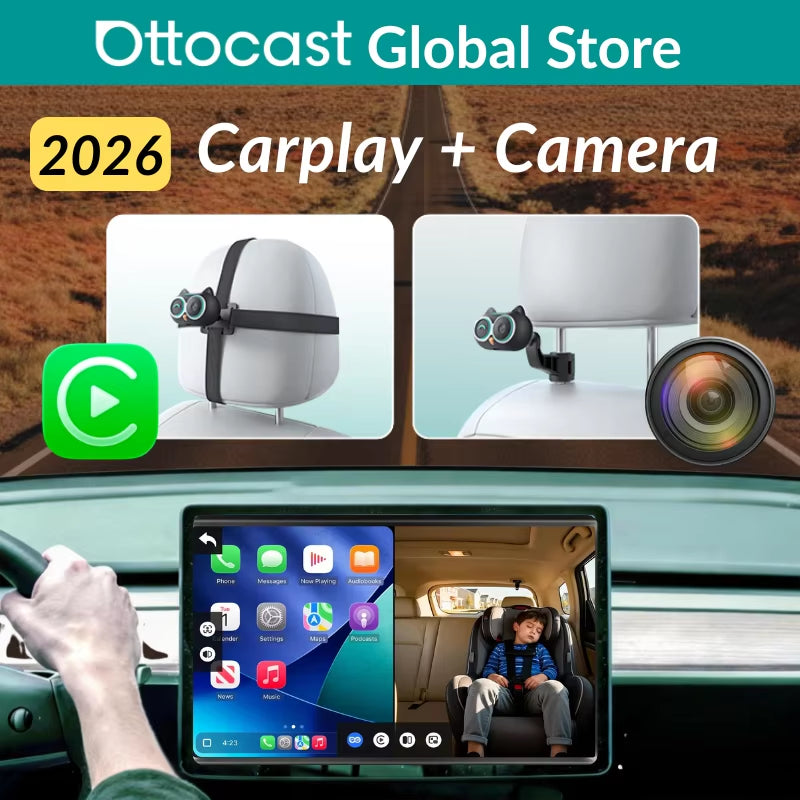 Cabin Care Wireless Carplay Adapter Baby Camera 1080P HD 150° Wide Angle View Night Vision Real Time Backseat Monitor