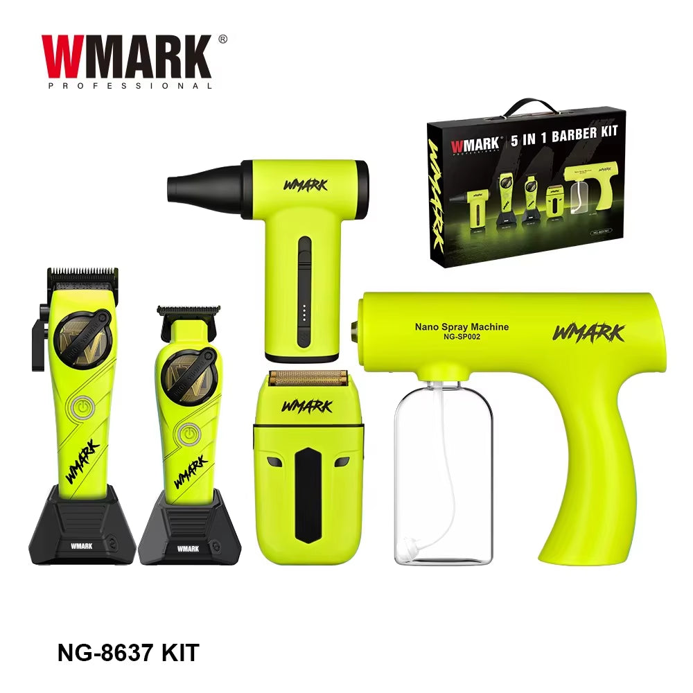 Hair Trimmer 5 in 1 Barber KIT Professional Shaver Hair Dryer and Spray Bottle Adjustable Hair Trimmer for Men NG-8637 KIT