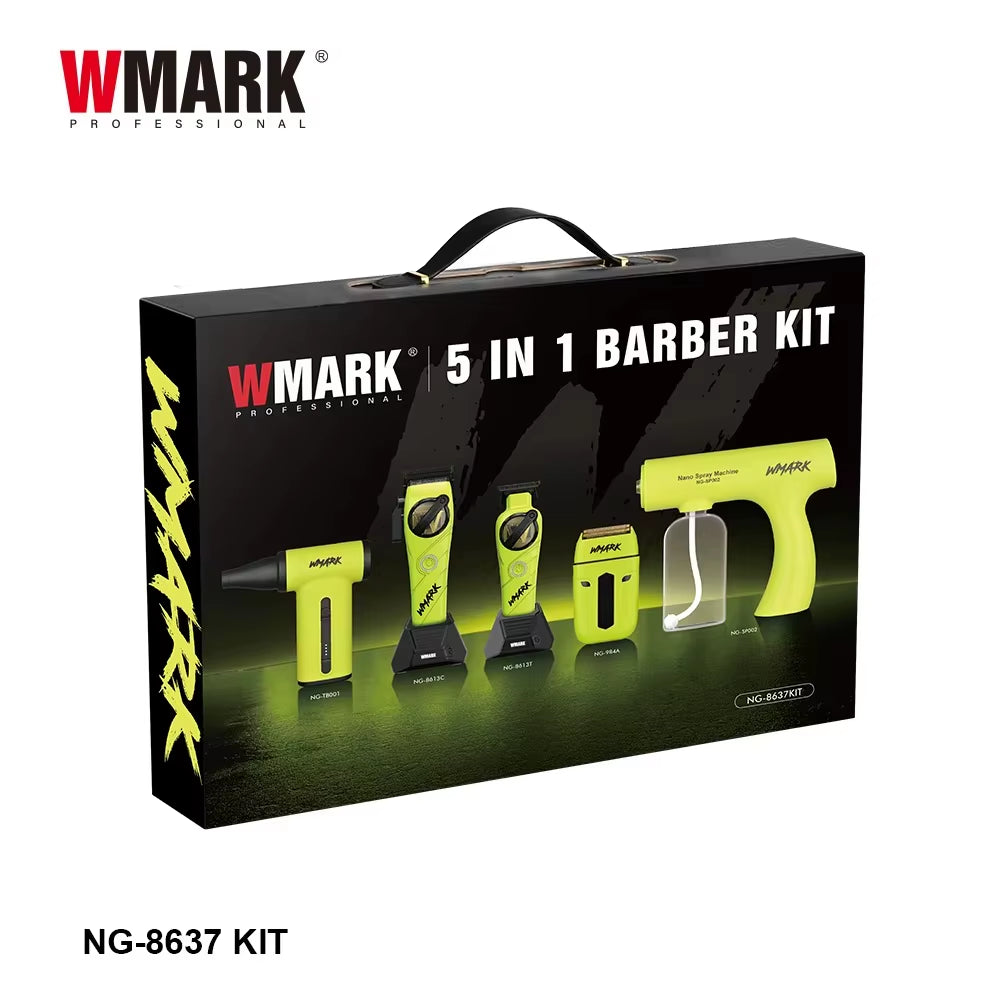 Hair Trimmer 5 in 1 Barber KIT Professional Shaver Hair Dryer and Spray Bottle Adjustable Hair Trimmer for Men NG-8637 KIT