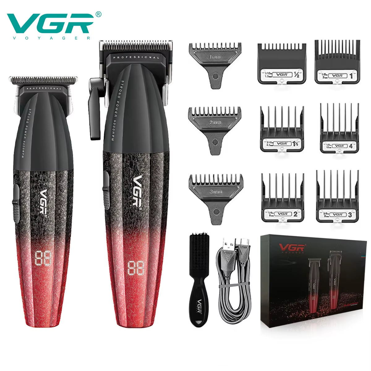 Hair Trimmer Professional Hair Clippers Adjustable Hair Cutting Machine 9000 RPM Cordless Clippers and Trimmers Set V-640 S3